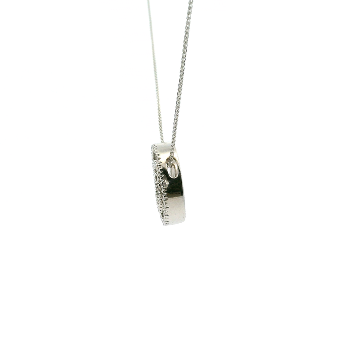 Estate 14K White Gold 0.35CTW Double Open Oval Diamond Pendant Necklace