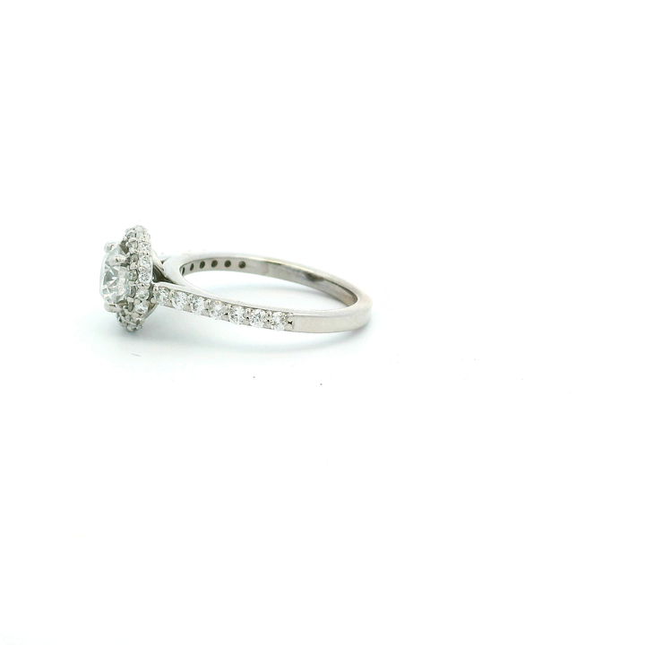 Estate 14K White Gold 1.57CTW Diamond Halo Engagement Ring