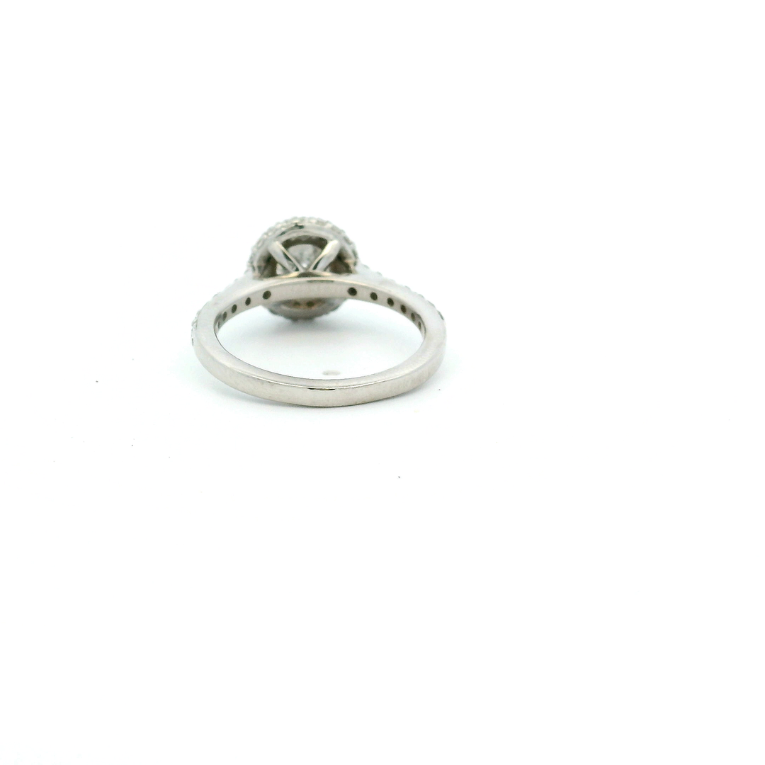 Estate 14K White Gold 1.57CTW Diamond Halo Engagement Ring