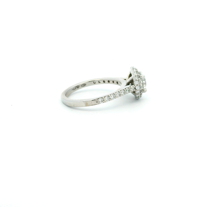 Estate 14K White Gold 1.57CTW Diamond Halo Engagement Ring
