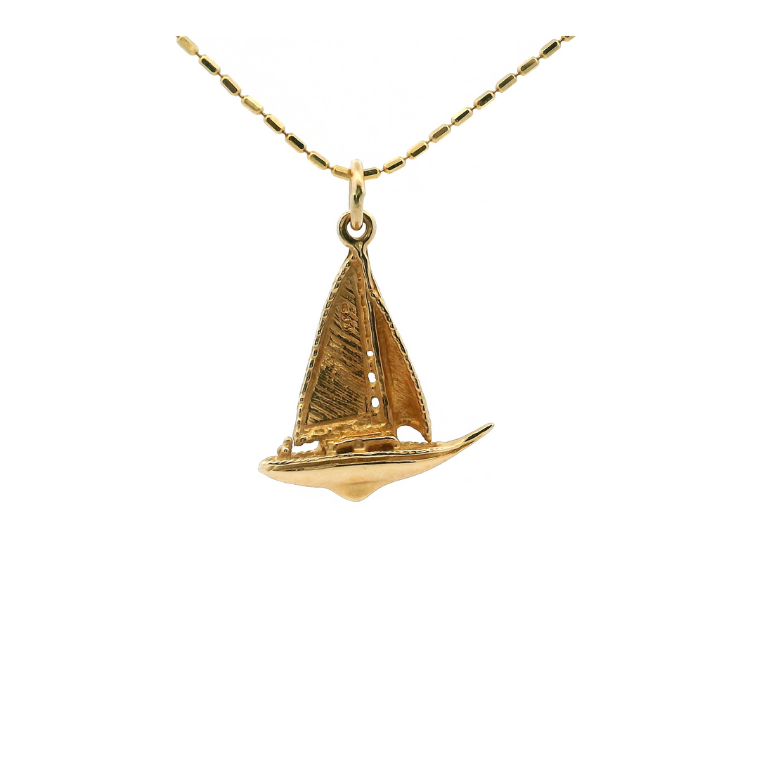 Estate 14K Yellow Gold Sailboat Pendant