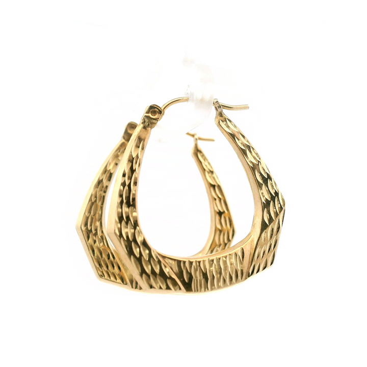 Estate 14K Yellow Gold Geometric Hoop Earrings