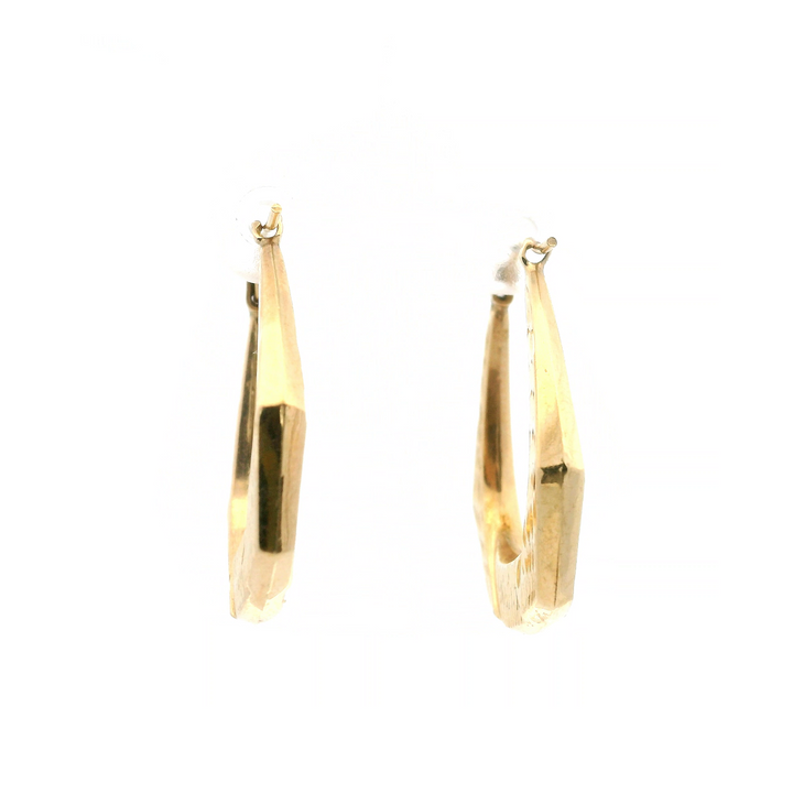 Estate 14K Yellow Gold Geometric Hoop Earrings