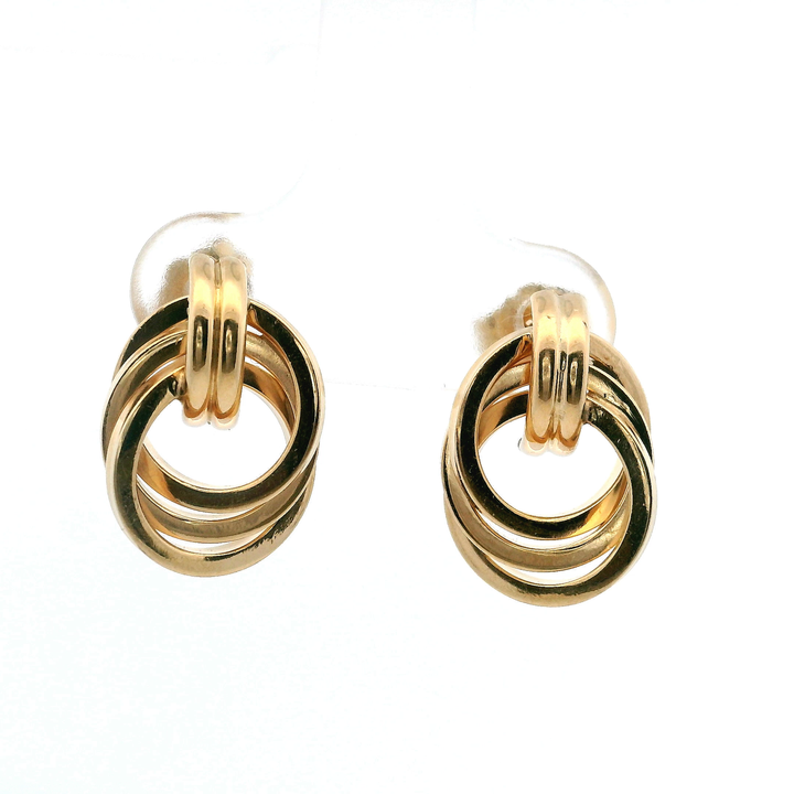 Contemporary 14K Yellow Gold Hollow Twist Stud Earrings - 1990s