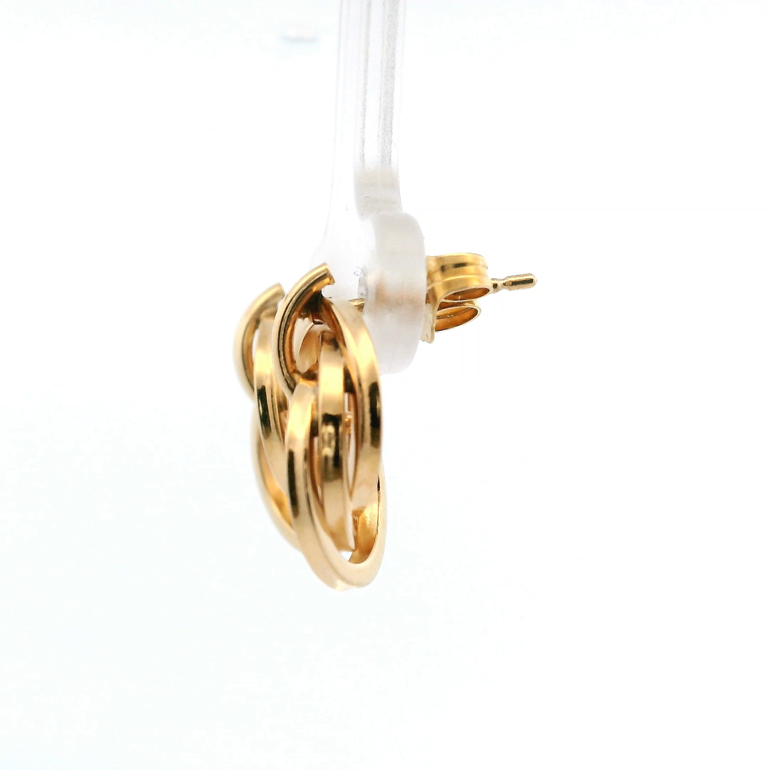 Contemporary 14K Yellow Gold Hollow Twist Stud Earrings - 1990s