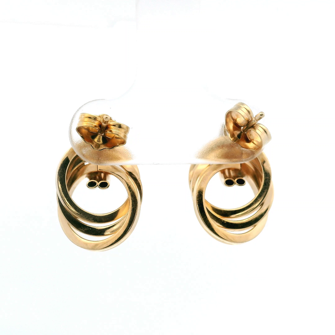 Contemporary 14K Yellow Gold Hollow Twist Stud Earrings - 1990s