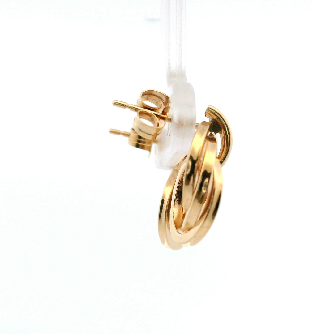 Contemporary 14K Yellow Gold Hollow Twist Stud Earrings - 1990s