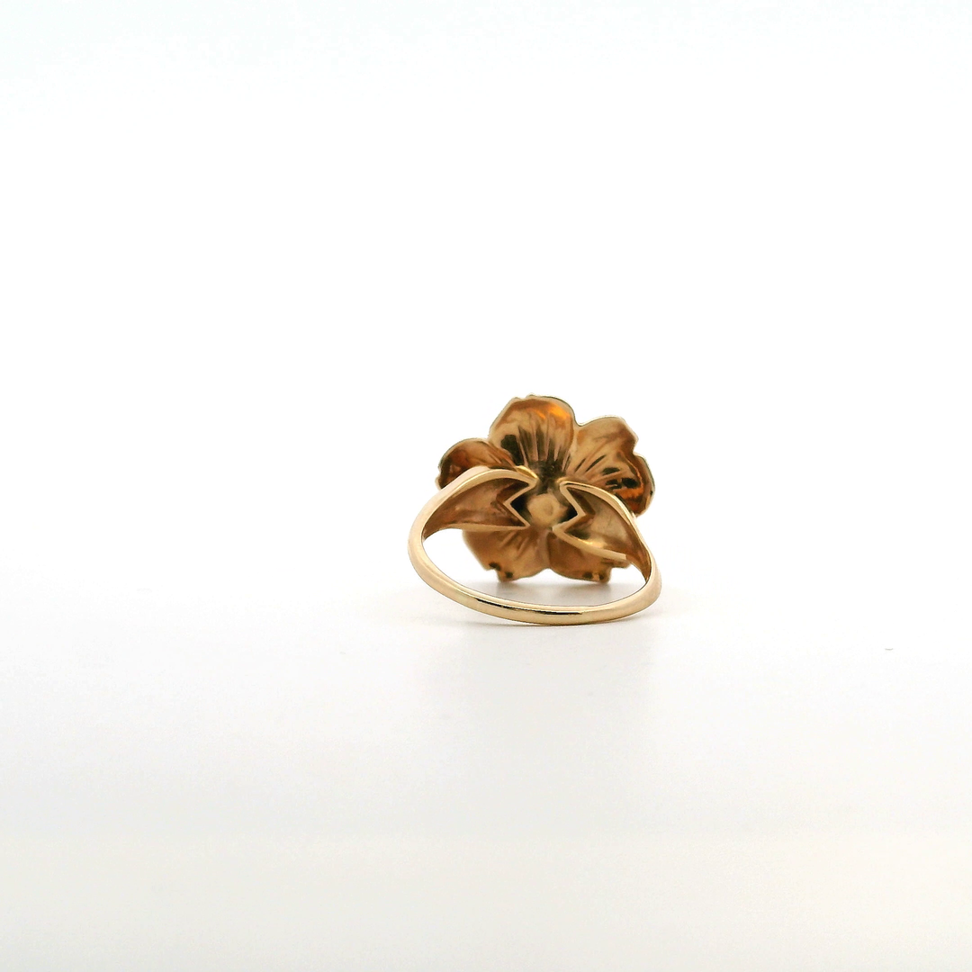 Contemporary Estate 14K Gold Tanzanite Flower Design Ring
