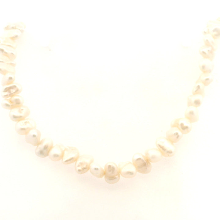 Contemporary Estate 14K Gold White Pearl Strand Necklace