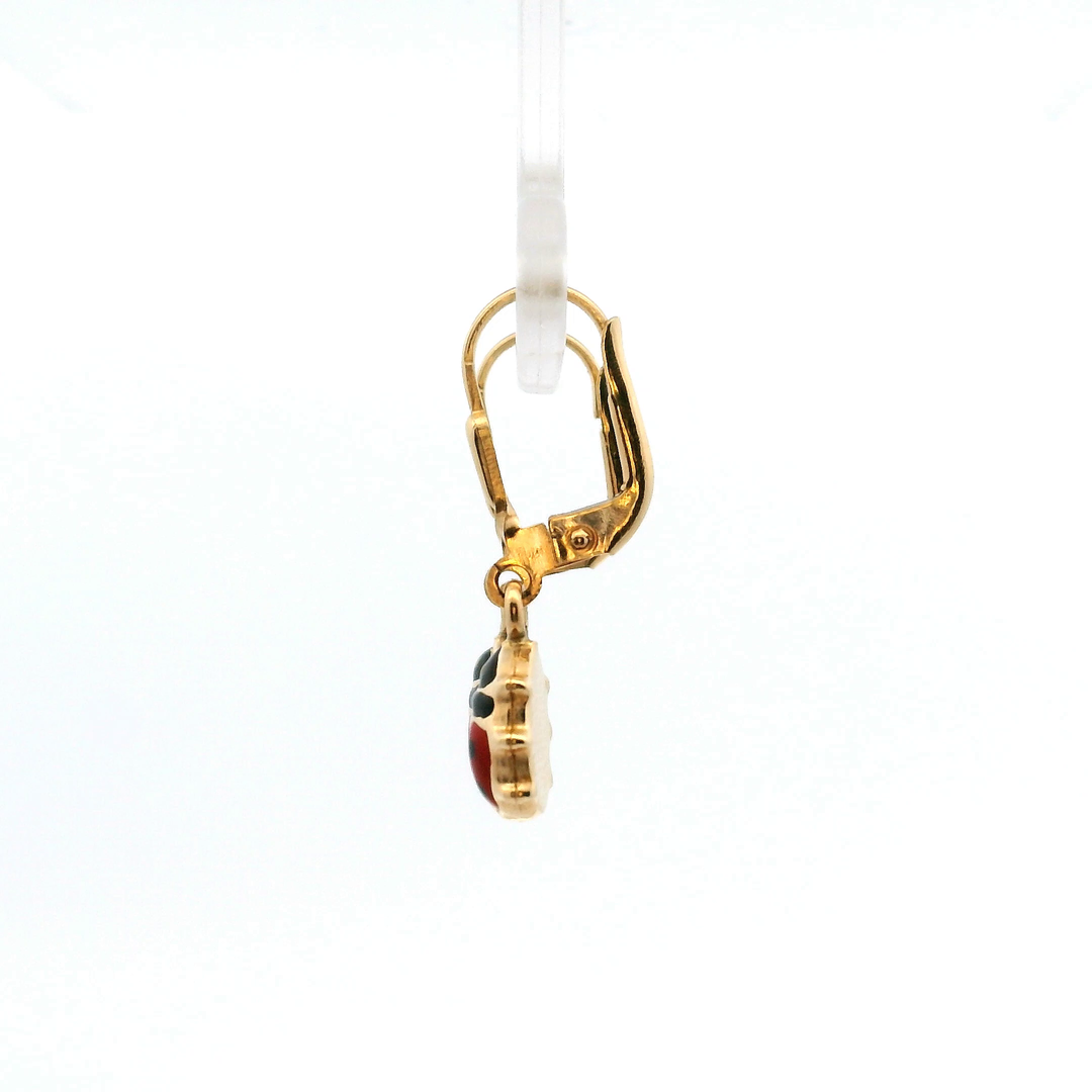 Contemporary 14K Gold Ladybug Lever Back Earrings - Symbols of Good Luck
