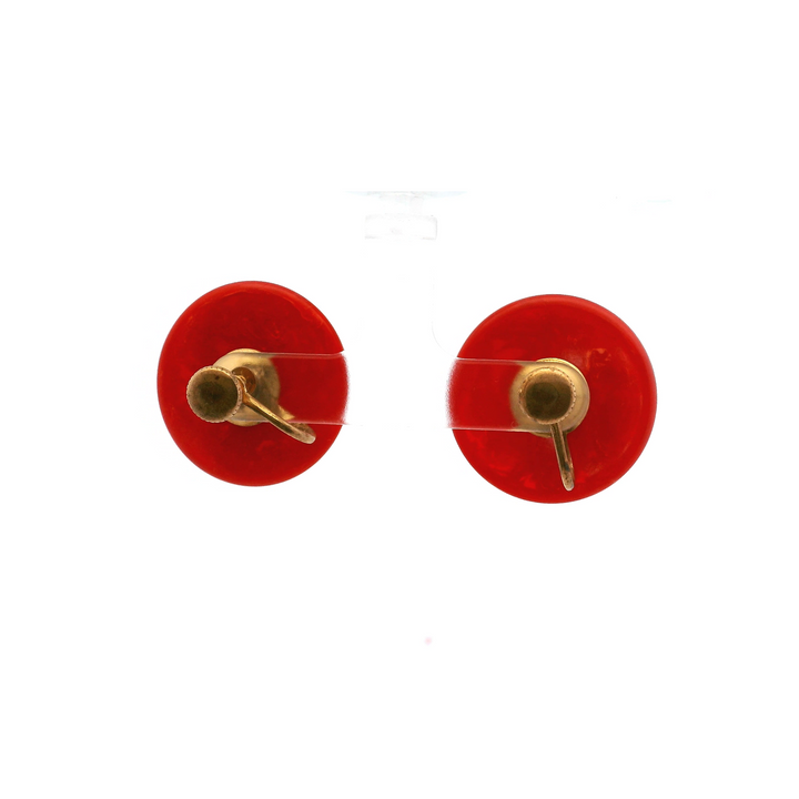 Estate Gold-Filled Red Bakelite Art Deco Stud Earrings