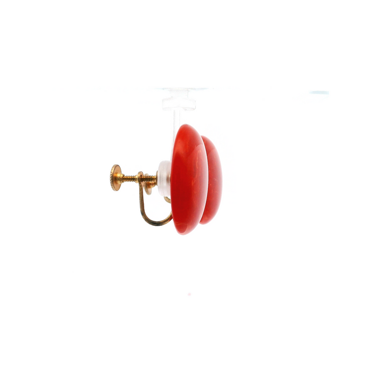 Estate Gold-Filled Red Bakelite Art Deco Stud Earrings