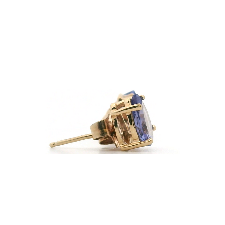 Estate 14K Yellow Gold Pear-Cut Tanzanite Solitaire Stud Earrings