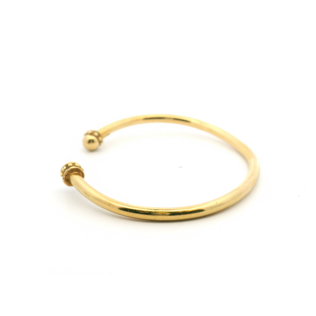 Estate 18K Yellow Gold Hollow Studded Cuff Bracelet