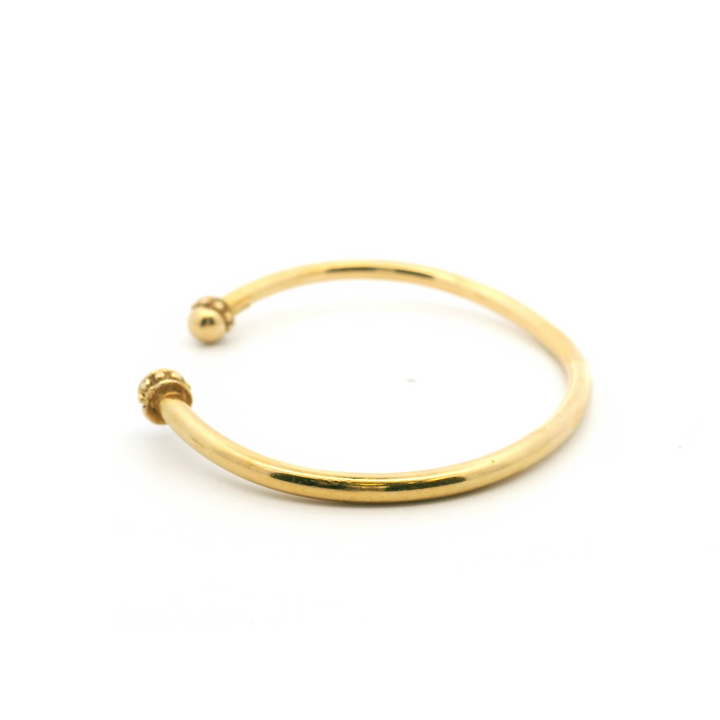 Estate 18K Yellow Gold Hollow Studded Cuff Bracelet