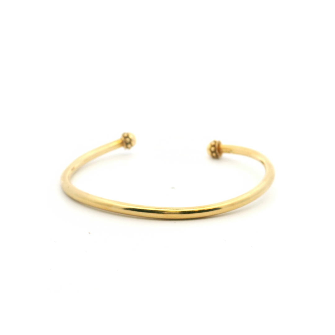 Estate 18K Yellow Gold Hollow Studded Cuff Bracelet