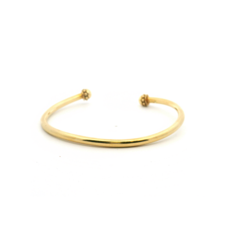 Estate 18K Yellow Gold Hollow Studded Cuff Bracelet