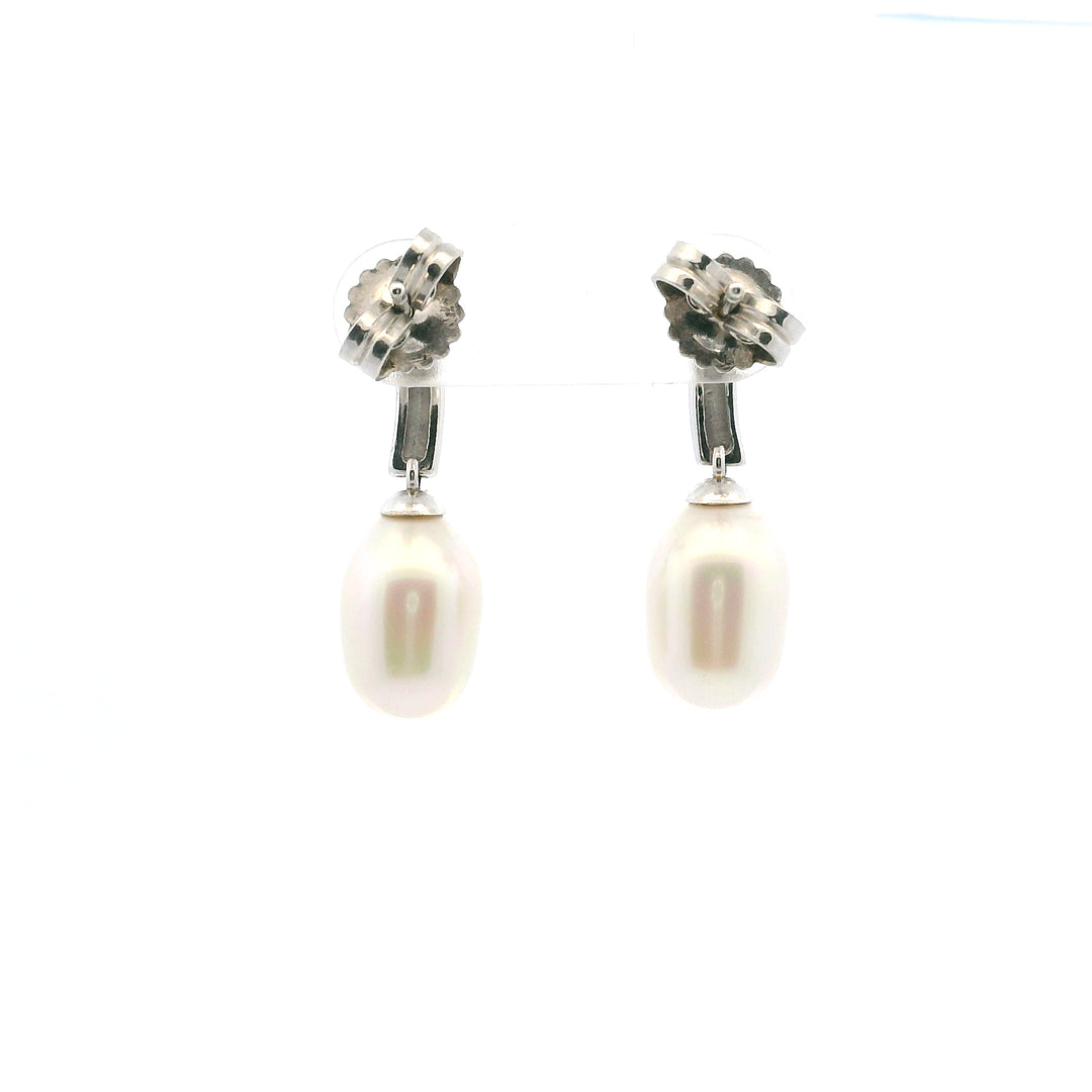Estate Sterling Silver Faux Potato Pearl Drop Earrings