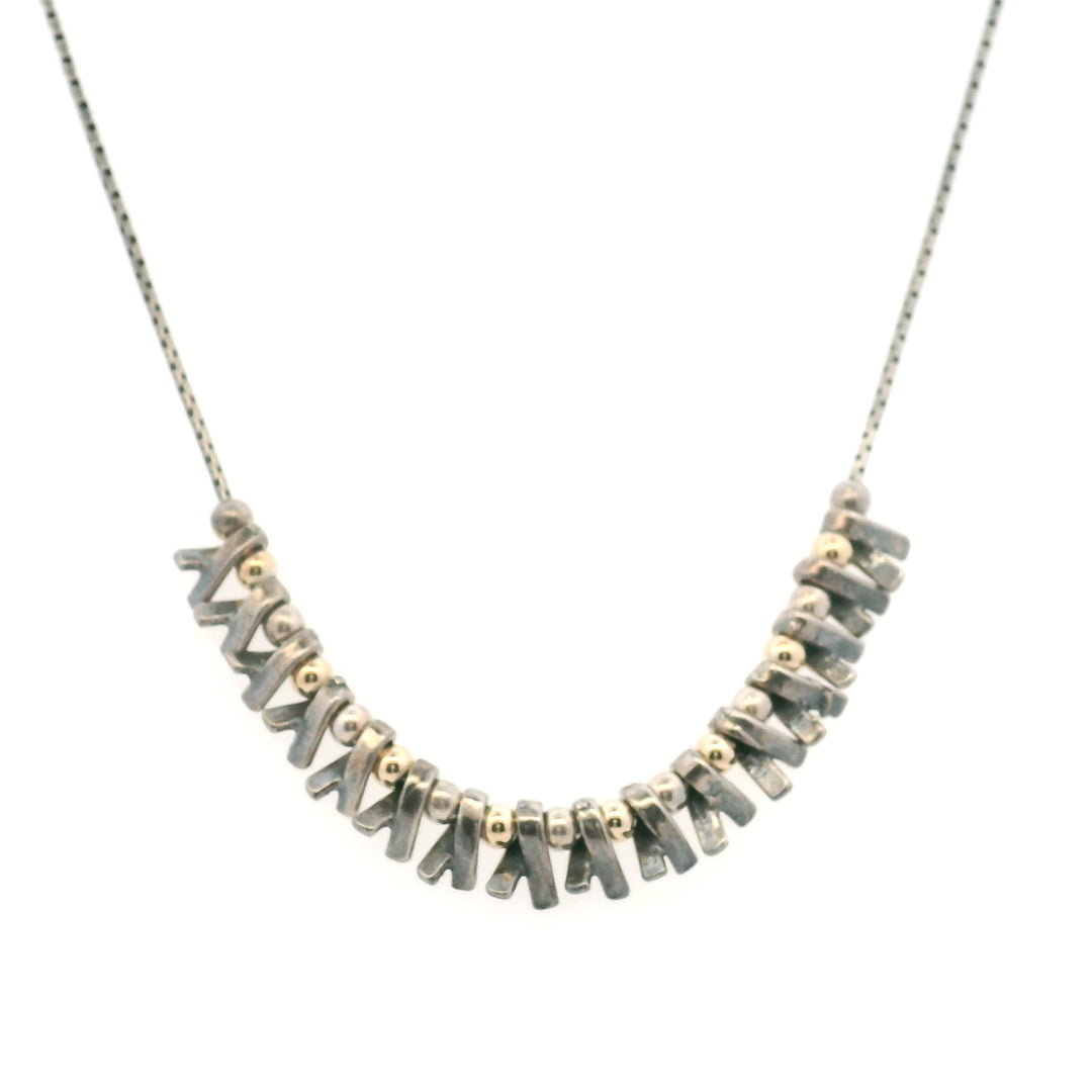 Estate Sterling Silver Link & Bead Snake Chain Necklace
