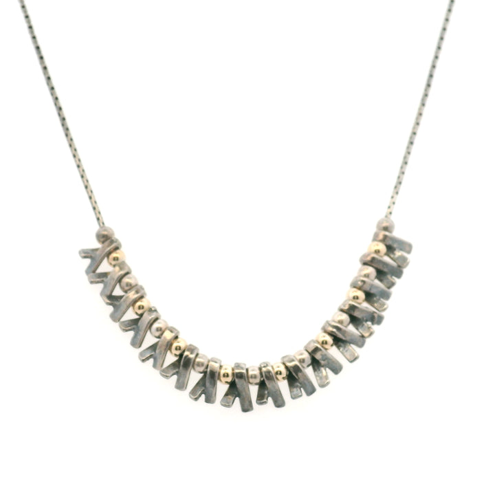Estate Sterling Silver Link & Bead Snake Chain Necklace