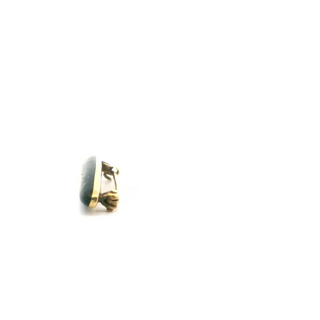 Estate 14K Yellow Gold Seed Pearl & Black Enamel Lingerie Pin