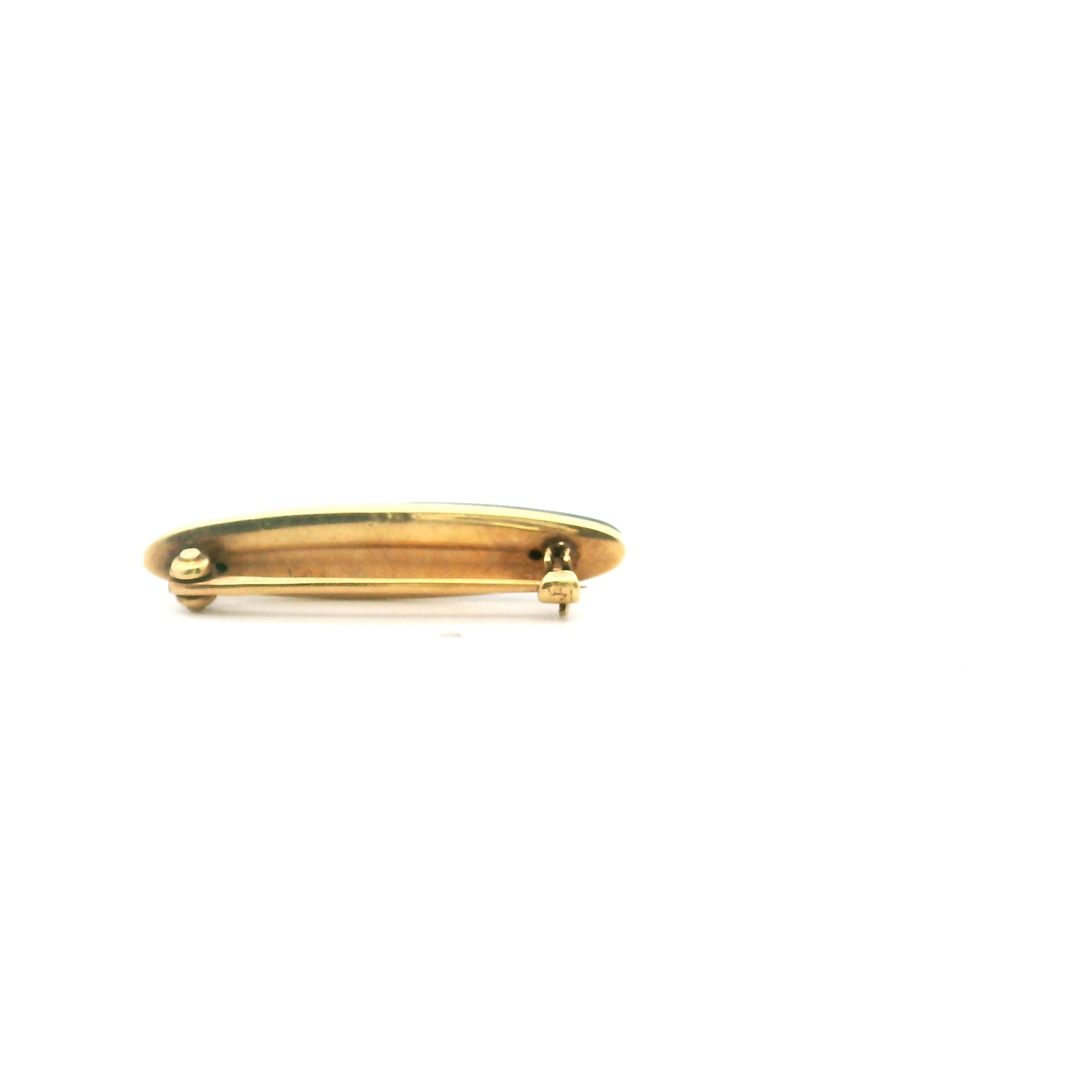 Estate 14K Yellow Gold Seed Pearl & Black Enamel Lingerie Pin