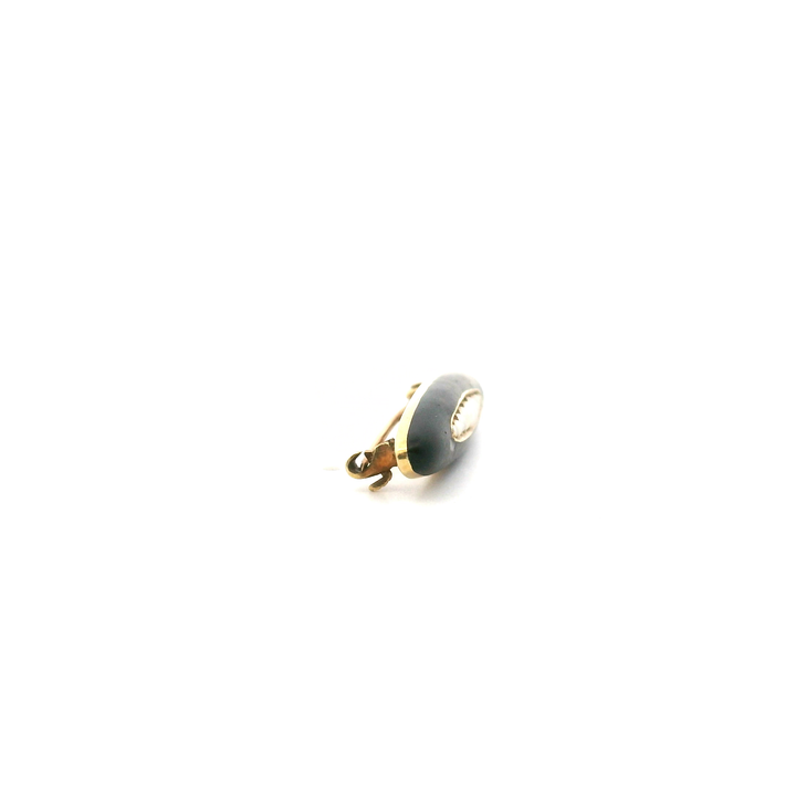 Estate 14K Yellow Gold Seed Pearl & Black Enamel Lingerie Pin