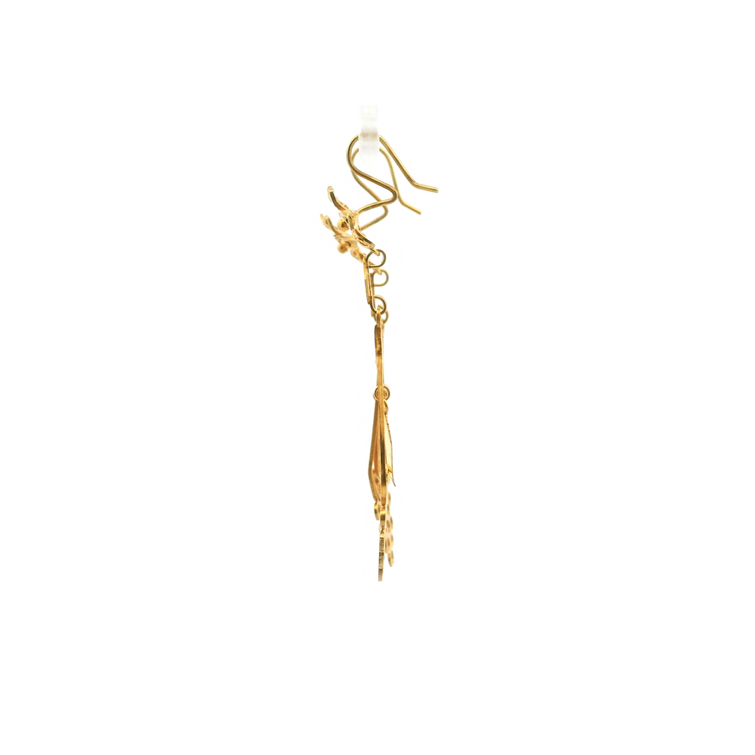 Estate 18K Yellow Gold Filigree Teardrop Earrings