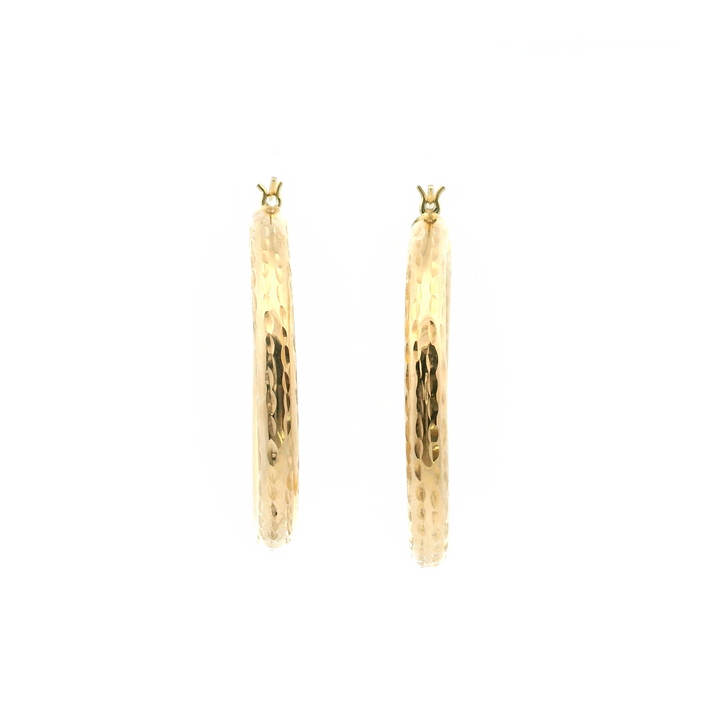 Estate 14K Yellow Gold Diamond-Cut Tube Hoop Earrings