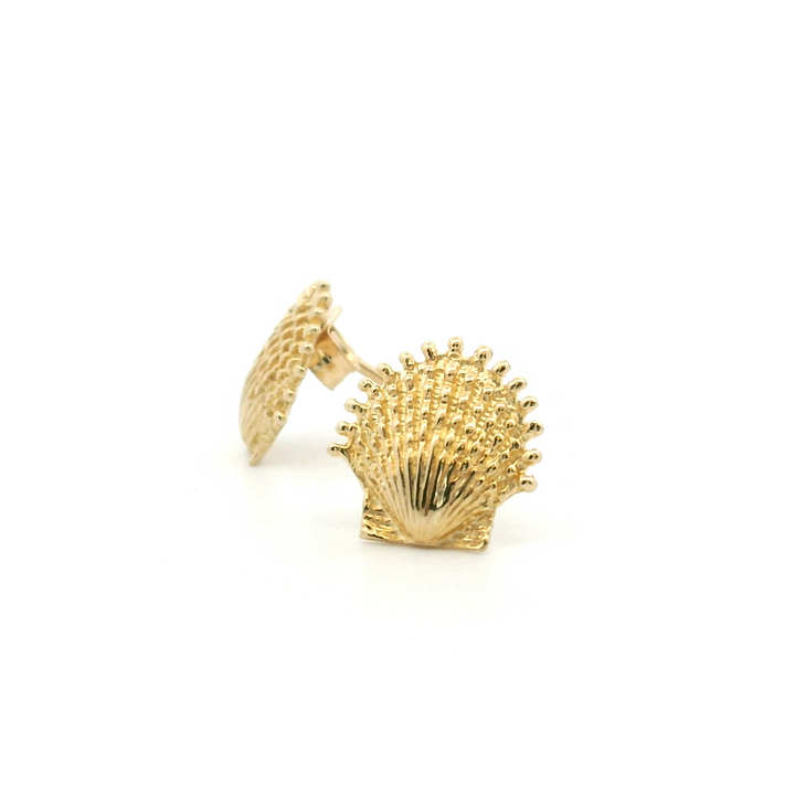 Estate 14K Yellow Gold Seashell Stud Earrings