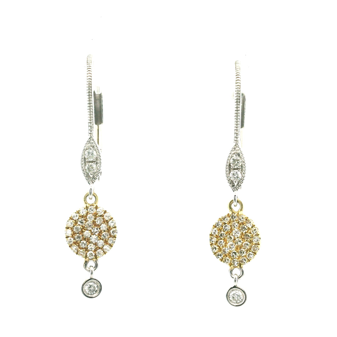 14K Two-Tone Gold 0.30 CTW Diamond Drop Earrings