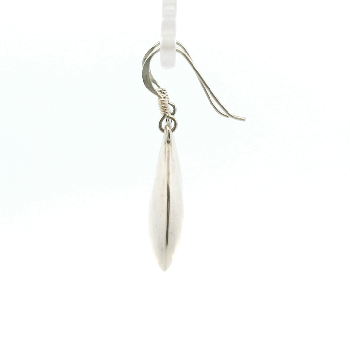 Estate Sterling Silver Puffed Teardrop Dangle Earrings