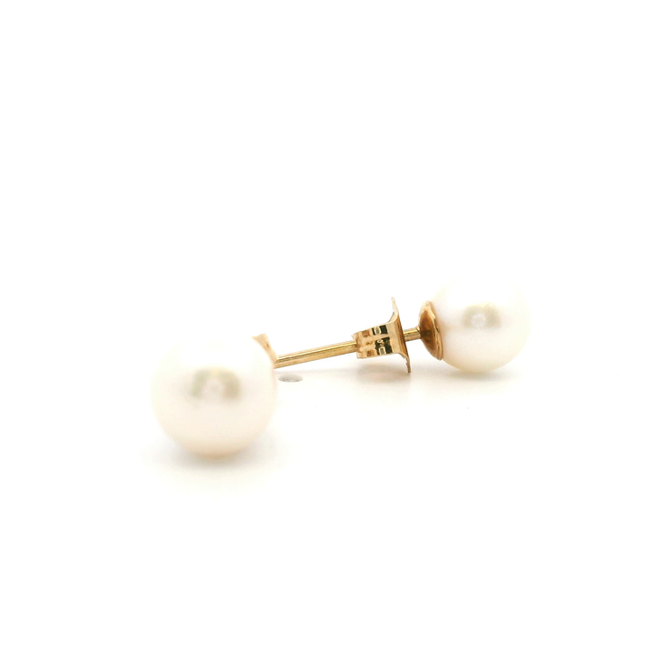 Estate 14K Yellow Gold 6.5-7MM Cultured Pearl Stud Earrings