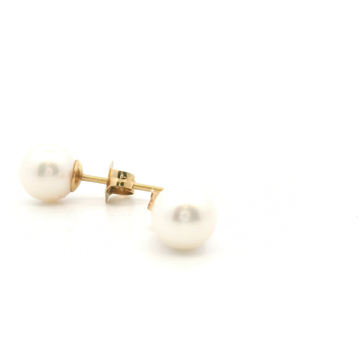 Estate 14K Yellow Gold 6.5-7MM Cultured Pearl Stud Earrings