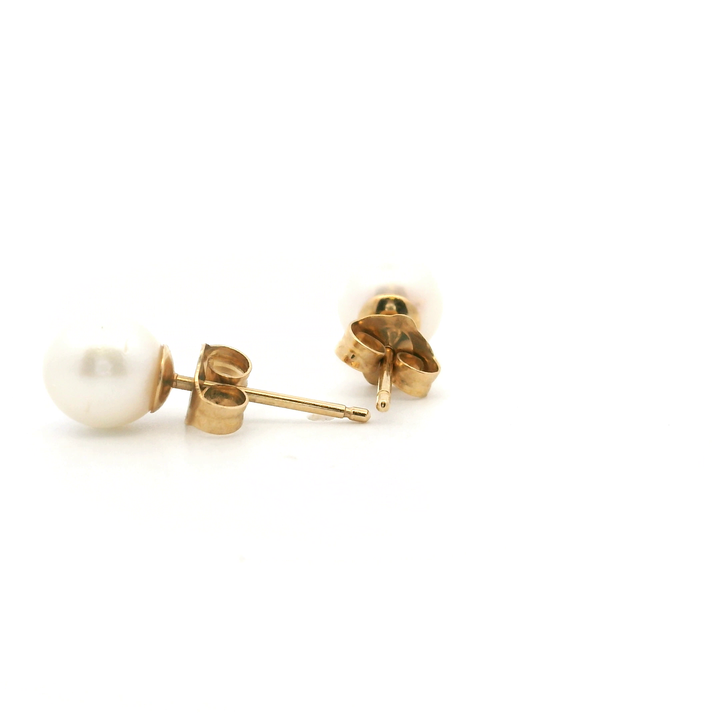 Estate 14K Yellow Gold 6.5-7MM Cultured Pearl Stud Earrings