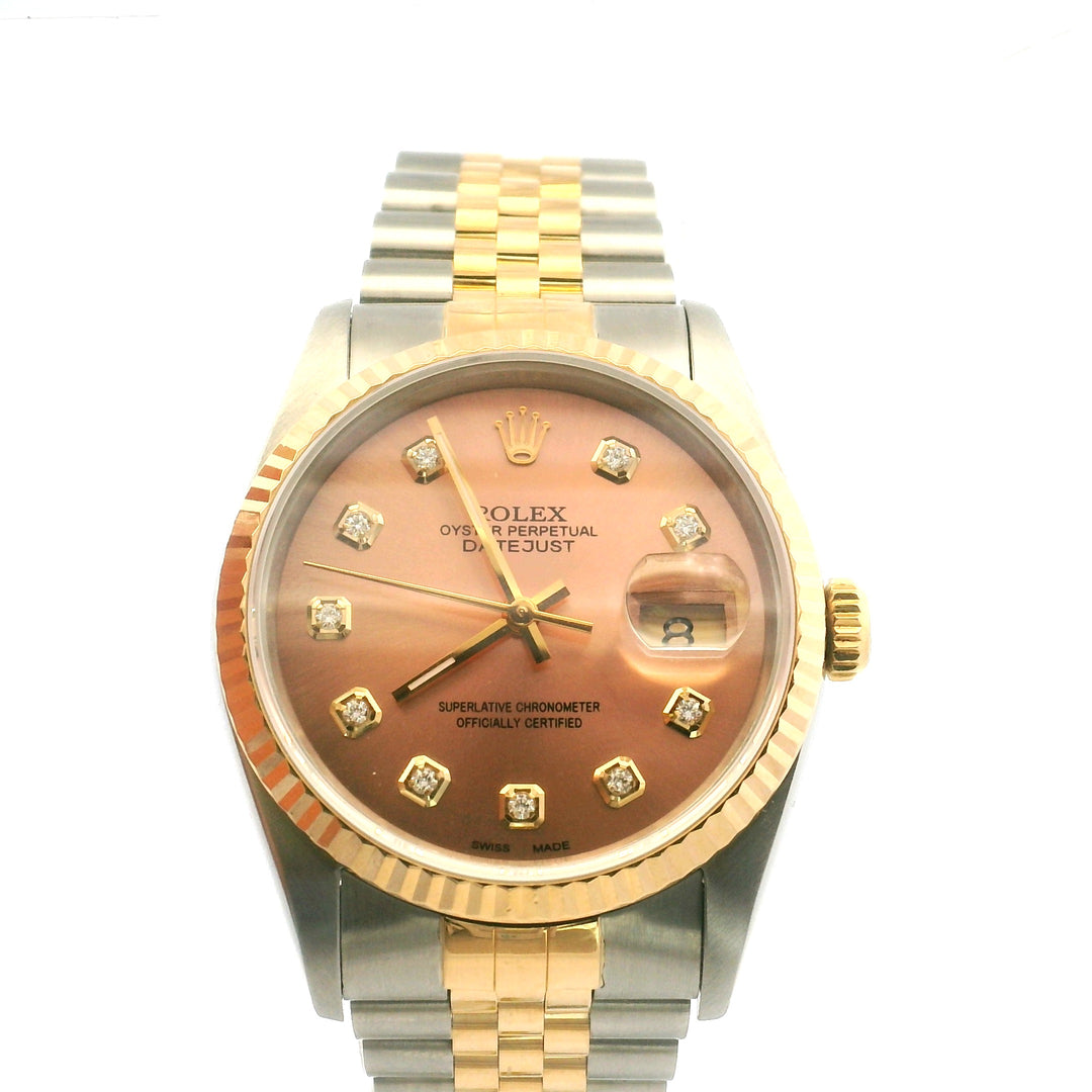 Rolex Oyster Perpetual Datejust 18KT Yellow Gold and Stainless Steel Diamond Dial Watch, Contemporary