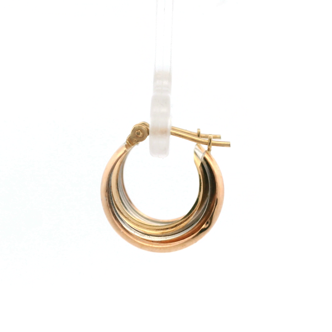 Estate 14K Tri-Tone Gold Half-Tube Hoop Earrings