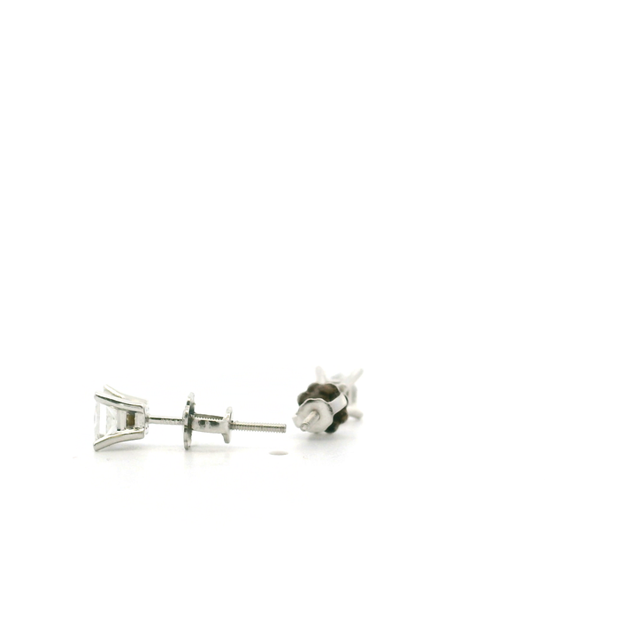 Estate Platinum 0.54CTW Square Brilliant Diamond Solitaire Stud Earrings