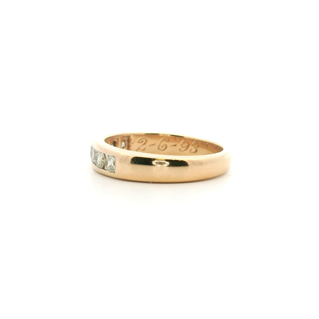 Estate 14K Yellow Gold 0.42CTW Diamond Channel Anniversary Band