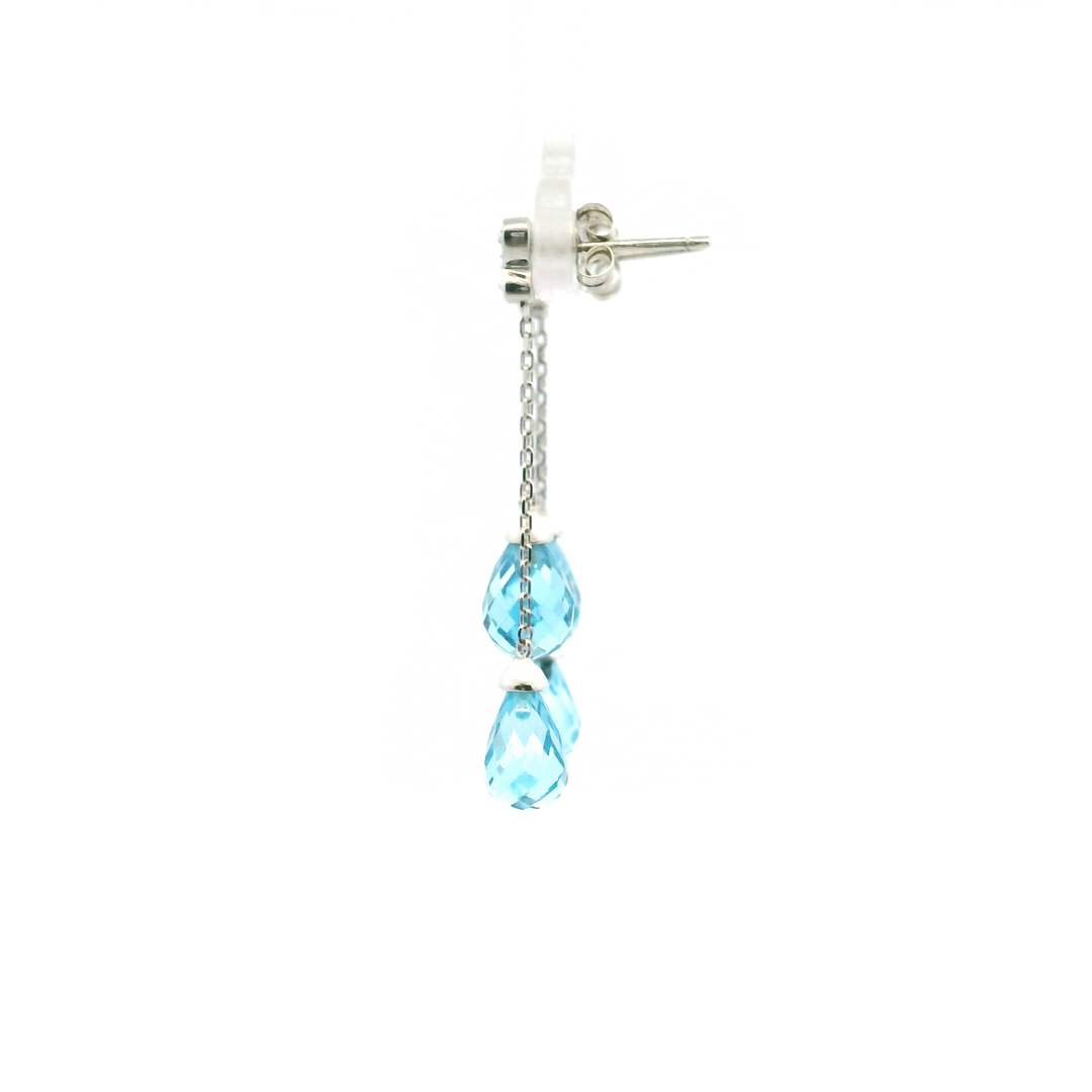 Estate 10K White Gold 8.73CTW Blue Topaz Briolette Butterfly Drop Earrings
