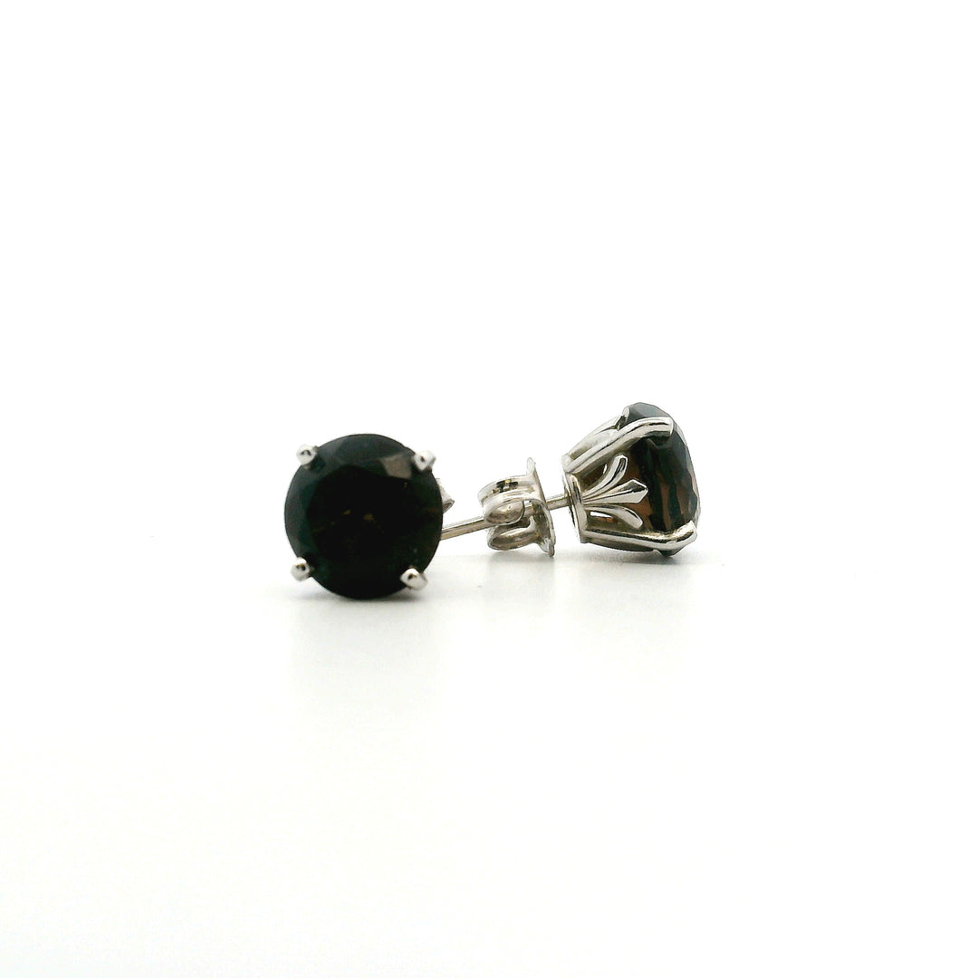 Estate 14K White Gold 3.60CTW Smoky Quartz Solitaire Stud Earrings