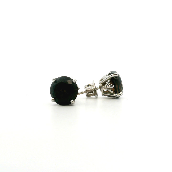Estate 14K White Gold 3.60CTW Smoky Quartz Solitaire Stud Earrings