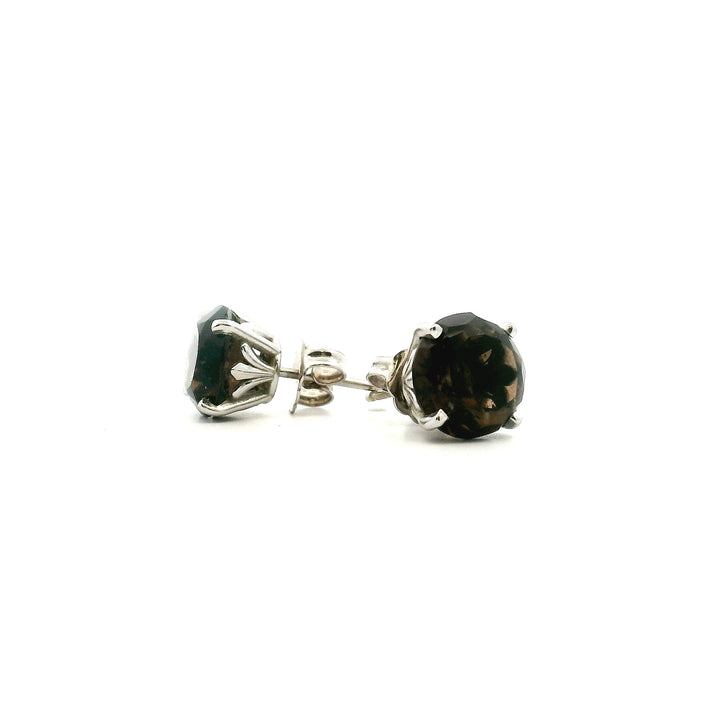Estate 14K White Gold 3.60CTW Smoky Quartz Solitaire Stud Earrings