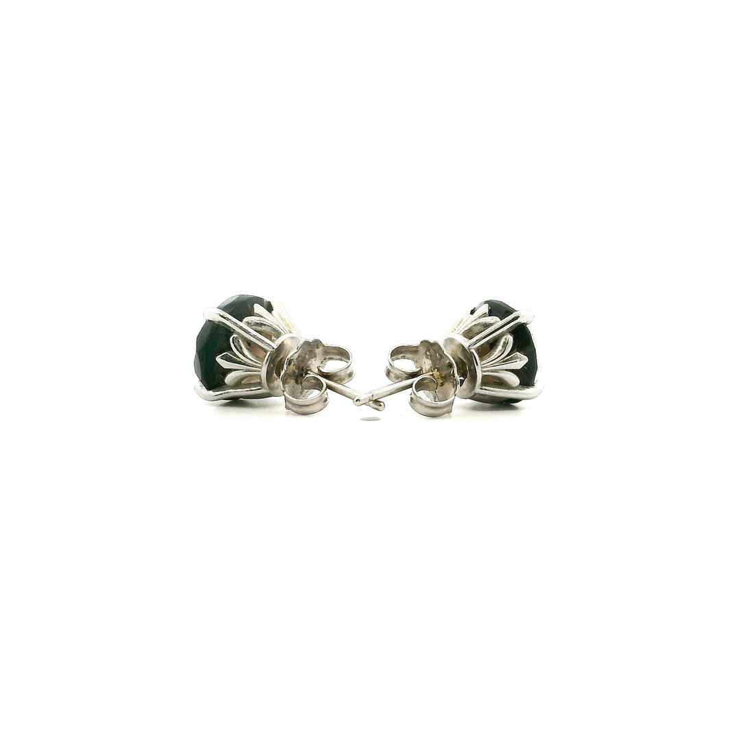 Estate 14K White Gold 3.60CTW Smoky Quartz Solitaire Stud Earrings