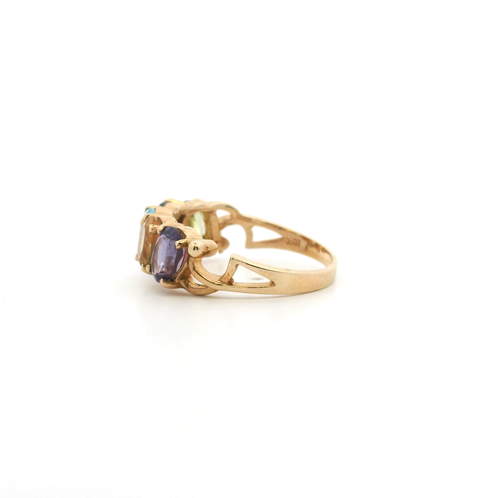 Estate 10K Yellow Gold 2.59CTW Multi-Gemstone Five-Stone Band