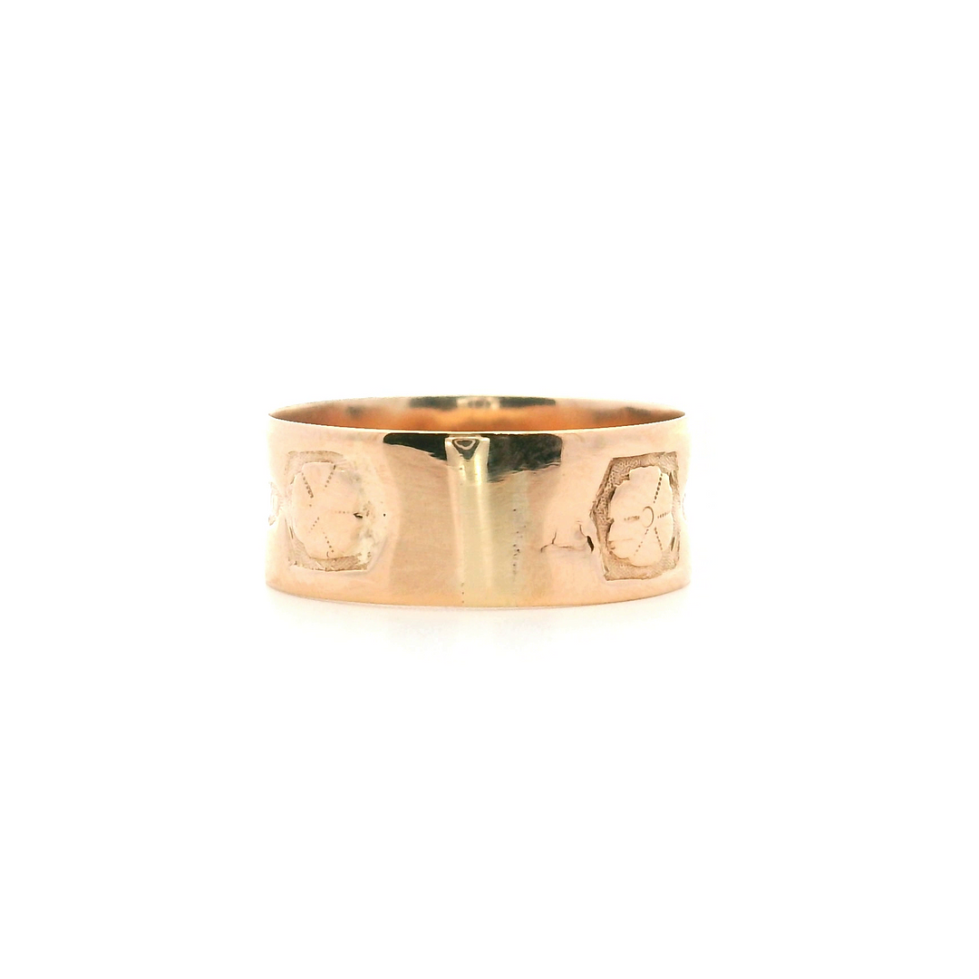 Estate 14K Yellow Gold Floral Pattern Victorian Cigar Band