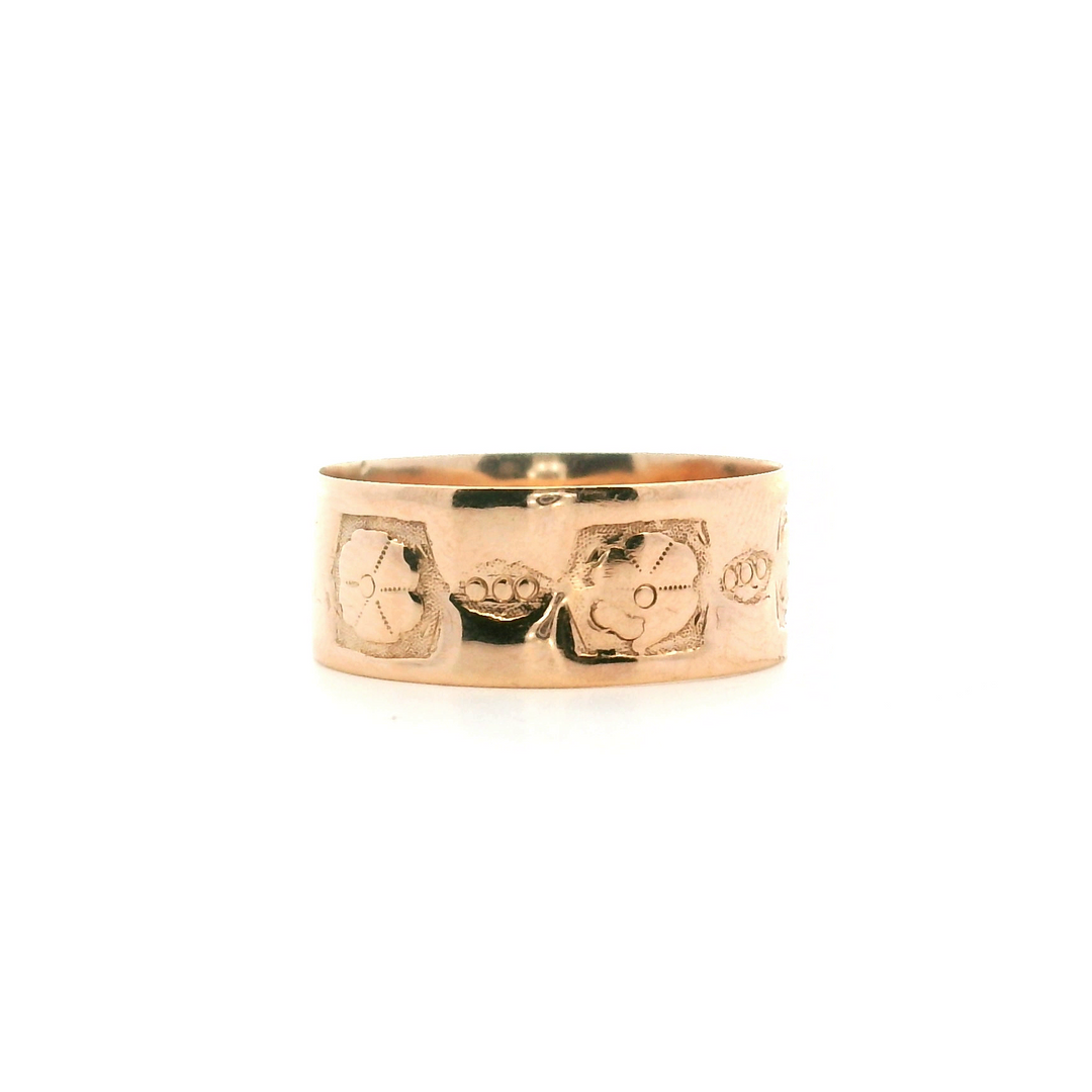 Estate 14K Yellow Gold Floral Pattern Victorian Cigar Band