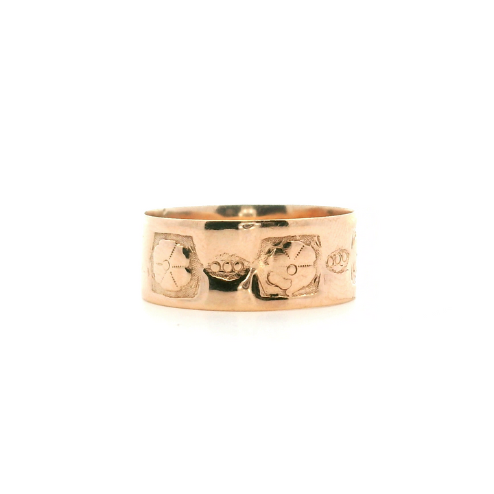 Estate 14K Yellow Gold Floral Pattern Victorian Cigar Band