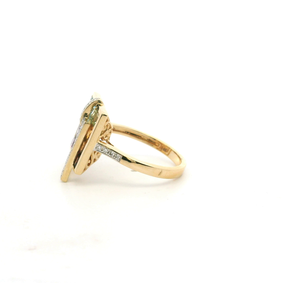 14K Yellow Gold 2.66CTW Multi-Gemstone & Diamond Geometric Ring by Bellarri