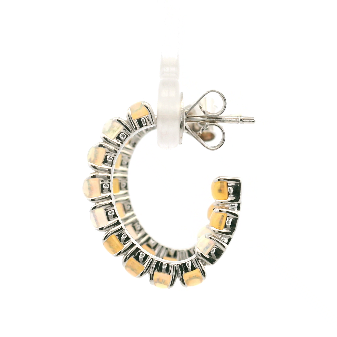 14K White Gold 2.23CTW Opal Inside Out Hoop Earrings